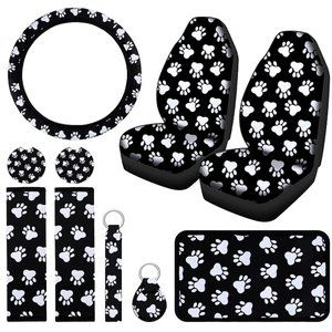 ***10Pc Paw Print Full Interior Car Accessories Set